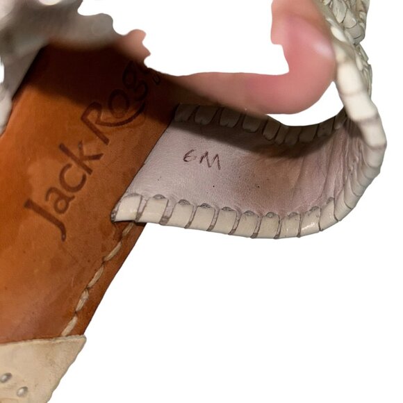 jack rogers classic pink white slides thongs leather sandals 6 - Picture 2 of 6